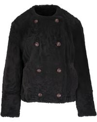 Brunello Cucinelli - Shearling-Leather Reversible Pea Coat - Lyst