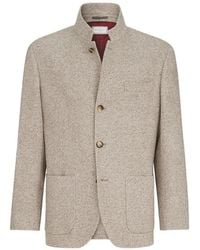 Brunello Cucinelli - Cashmere And Silk Diagonal Outerwear Blazer With Patch Pockets - Lyst