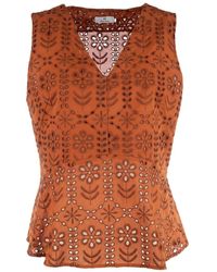 Paul Smith - Top Bordado Con Cuello En V - Lyst