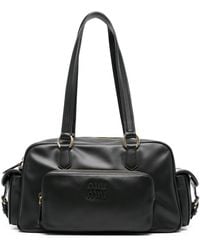 Miu Miu - Leather Top-Handle Tote Bag - Lyst
