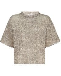 Brunello Cucinelli - Dazzling Craquelé-Embroidery T-Shirt - Lyst