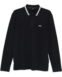 BOSS - Long-Sleeved Cotton Piqué Polo Shirt - Lyst