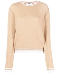 MSGM - Logo-Embroidered Round-Neck Jumper - Lyst