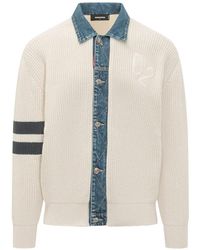 DSquared² - Denim Mix D2 Knit Cardigan - Lyst