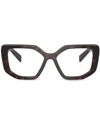 Prada - Brille Mit Logo-Print - Lyst