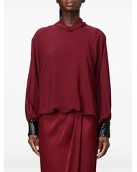 Hanita - Sequin-Cuff High-Neck Top - Lyst