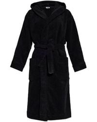 Moschino - Kapuzen-Morgenmantel Mit Logo-Patch - Lyst