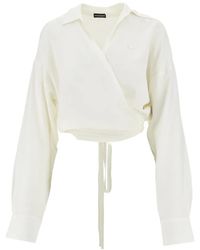 Emporio Armani - Wrap Tie-Detail Top - Lyst