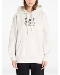 EA7 - Logo-Print Drawstring Cotton Hoodie - Lyst