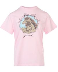 Ganni - Graphic-Print T-Shirt - Lyst