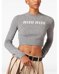 Miu Miu - Cashmere Logo Sweater - Lyst