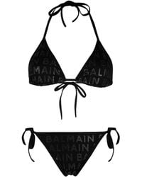 Balmain - Bikini mit Logo-Print - Lyst