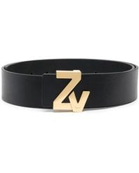 Zadig & Voltaire - Logo-Plaque Leather Belt - Lyst