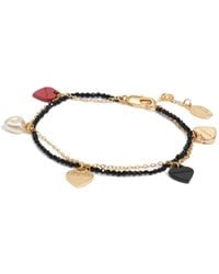 Bimba Y Lola - Double-Chain Bracelet With Crystal Hearts And Logo - Lyst