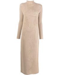 Aeron Shela Natural Turtleneck Lace Dress in Sand Womens Clothing Dresses Casual and summer maxi dresses 