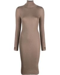 Wild Cashmere - Ribbed-Knit Roll-Neck Dress - Lyst