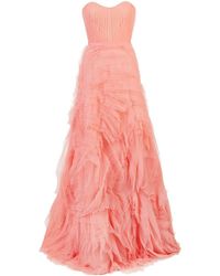 Marchesa notte Tule Maxi-jurk - Roze