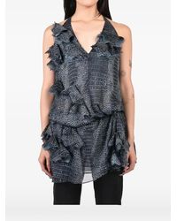 Room Service Pjs - Ruffled Croc-Effect Mini Dress - Lyst