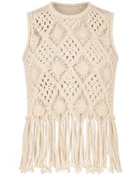 Hunter Bell - Astor Fringe-Trimmed Crochet Blouse - Lyst
