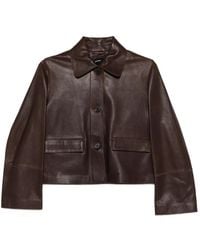 Arma - Fem Button-Fastening Flap-Pocket Leather Jacket - Lyst