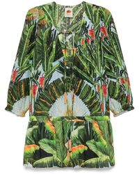 FARM Rio - Vestido midi con estampado botánico - Lyst