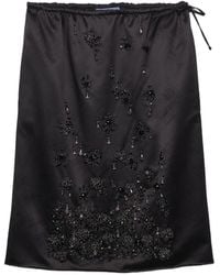 Prada - Satin Skirt With Embroidery - Lyst