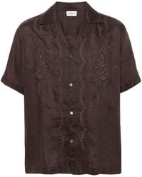 P.A.R.O.S.H. - Floral-embroidered Linen Shirt - Lyst