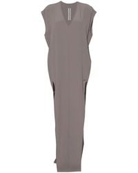 Rick Owens - V-Neck Crepe Maxi Dress - Lyst