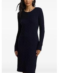 Ralph Lauren - Cable-Knit Long-Sleeve Midi Dress - Lyst