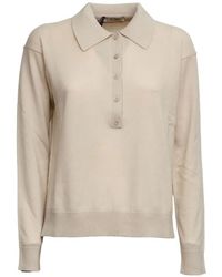 Max Mara - Long-Sleeve Knitted Polo Top - Lyst