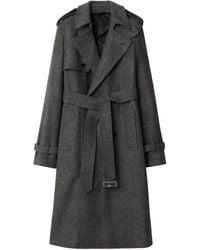 Burberry - Wollen Trenchcoat Met Ceintuur - Lyst