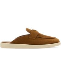 Prada - Wildleder-Mules Mit Triangel-Logo - Lyst