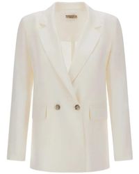 Herno - Double-Breasted Lightweight Linen Blazer With Metal Logo Plate - Lyst