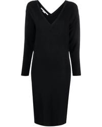 Stella McCartney - V-Neck Knitted Midi Dress - Lyst