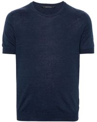 Tagliatore - Fijngebreid Linnen Katoenen T-shirt - Lyst