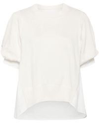 Sacai - Panelled Fine-knit T-shirt - Lyst