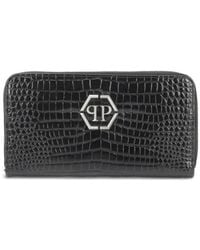 Philipp Plein - Croc-Embossed Zip-Around Wallet - Lyst