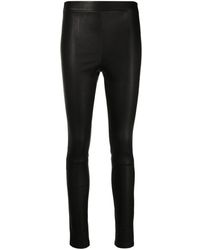 Theory - High-waisted Leather leggings - Lyst