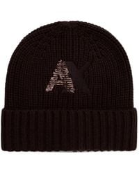 ARMANI EXCHANGE - Sequin-Logo Ribbed-Knit Beanie Hat - Lyst