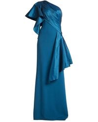Tadashi Shoji - Asymmetric-Neck Ruffled Maxi Dress - Lyst