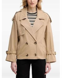 Sisley - Double-Breasted Belted-Cuffs Coat - Lyst