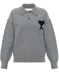 Ami Paris - Ami De Coeur Wool Polo Shirt - Lyst