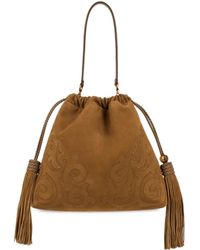 Etro - Medium Suede Kalispera Bag With Patch And Tassels - Lyst