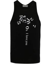 Yohji Yamamoto - Numbers-Print Cotton Tank Top - Lyst