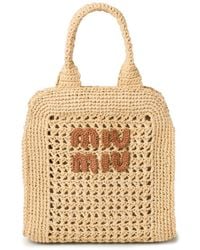 Miu Miu - Crochet Raffia Tote Bag - Lyst