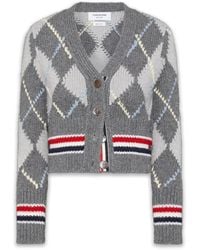 Thom Browne - Argyle-Intarsia Merino-Wool Cardigan - Lyst