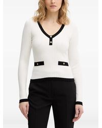Guess - Contrast-Trim V-Neck Sweater - Lyst