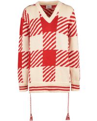 Bally - Jersey a cuadros con cuello en V - Lyst