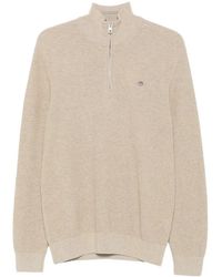 GANT - Pull Col Zippé À Logo Brodé - Lyst