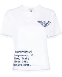 Emporio Armani - Logo-Print Cotton T-Shirt - Lyst